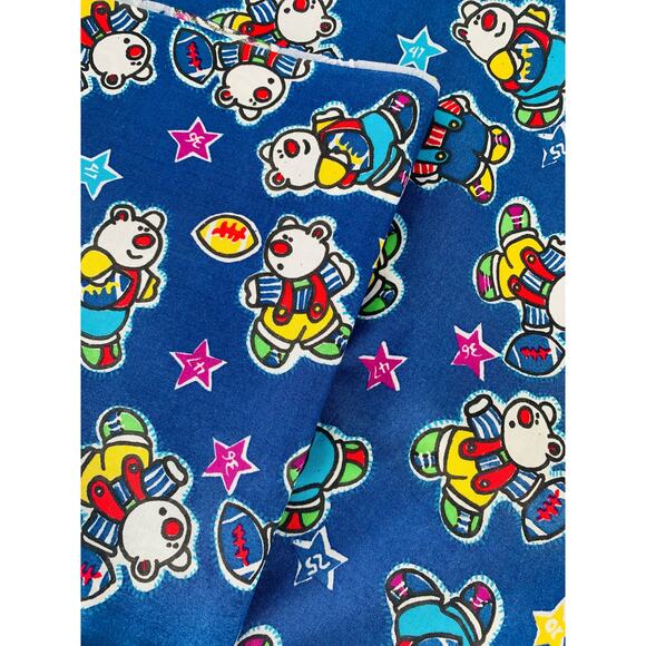 Garment Fabric By The Yard Cotton Blue Football Bears Childrens Stars Kids Craft - Picture 3 of 4